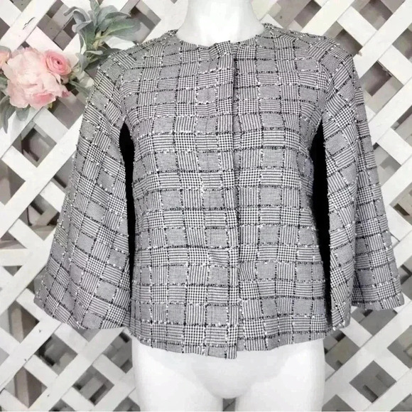 Abbey Glass tweed houndstooth metallic thread cape XL - Picture 1 of 9